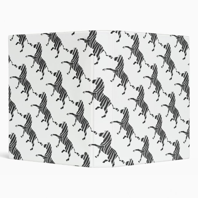 Zebra Black and Light Grey Silhouette Binder (Background)