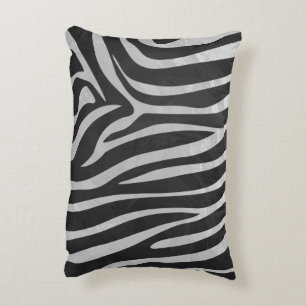 Zebra Black and Light Grey Silhouette Decorative Pillow