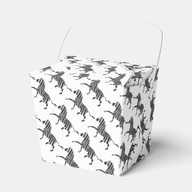 Zebra Black and Light Grey Silhouette Favor Box (Front Side)