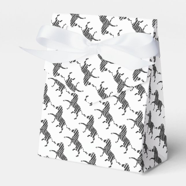 Zebra Black and Light Grey Silhouette Favor Box (Front Side)