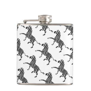 Zebra Black and Light Grey Silhouette Hip Flask