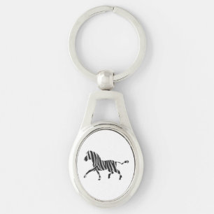 Zebra Black and Light Grey Silhouette Keychain