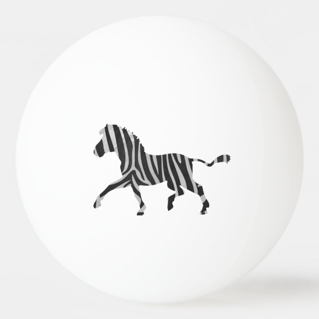 Zebra Black and Light Grey Silhouette Ping Pong Ball (Back)