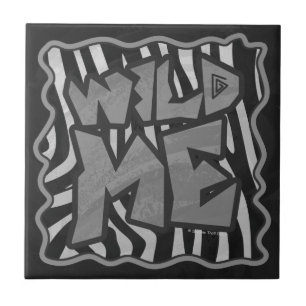 Zebra Black and Light Grey Wild Me Tile