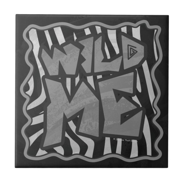 Zebra Black and Light Grey Wild Me Tile (Front)