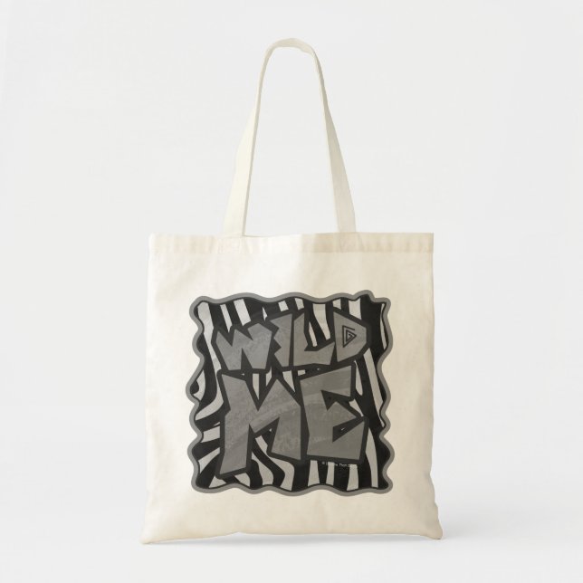 Zebra Black and Light Grey Wild Me Tote Bag (Front)