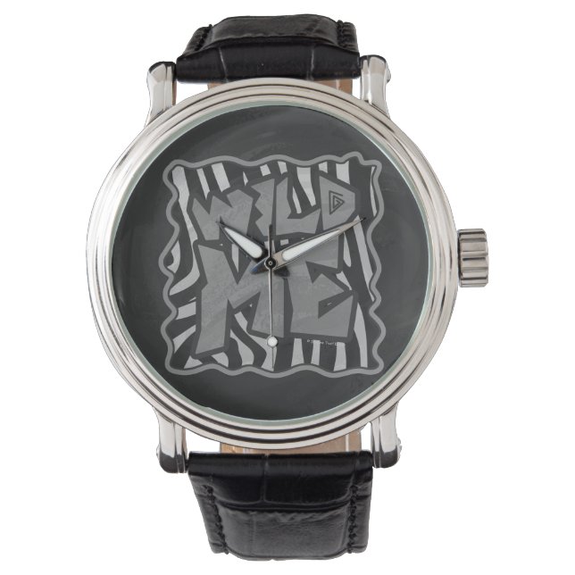 Zebra Black and Light Grey Wild Me Watch (Front)