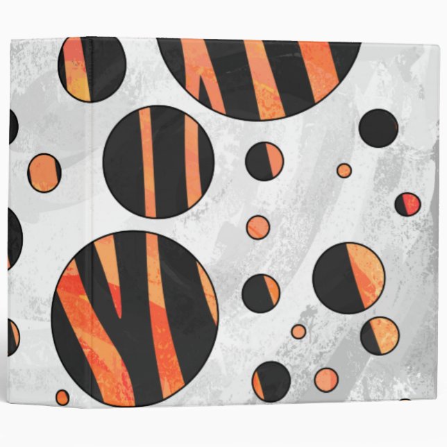 Zebra Black and Orange Polka Dots Binder (Front/Spine)