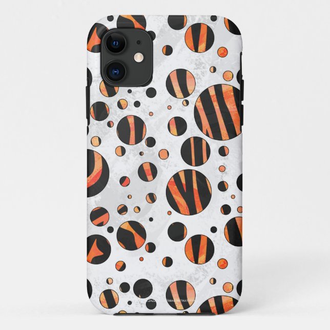 Zebra Black and Orange Polka Dots Case-Mate iPhone Case (Back)