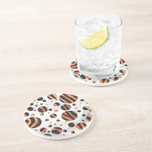 Zebra Black and Orange Polka Dots Coaster