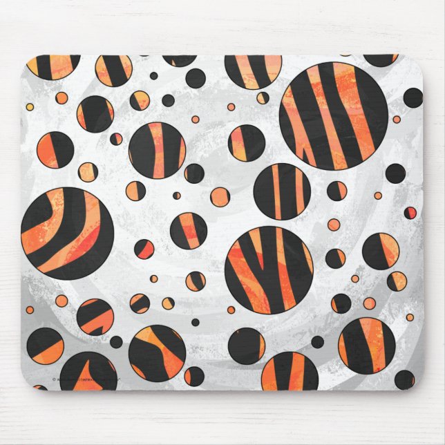 Zebra Black and Orange Polka Dots Mouse Pad (Front)