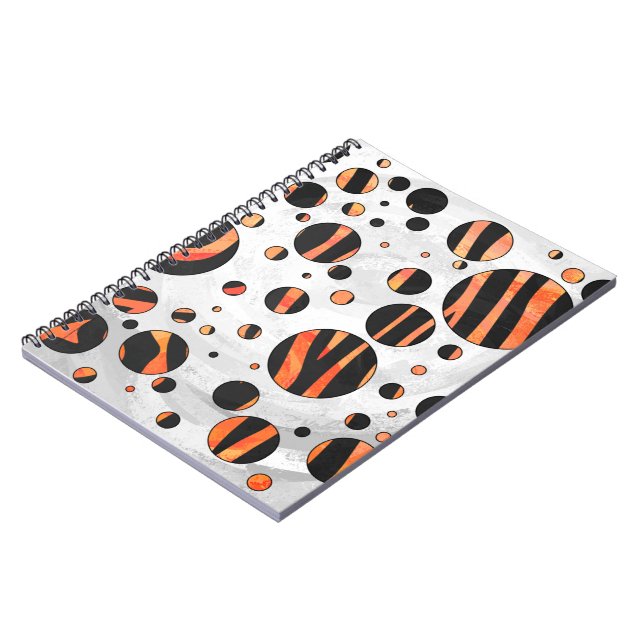 Zebra Black and Orange Polka Dots Notebook (Left Side)