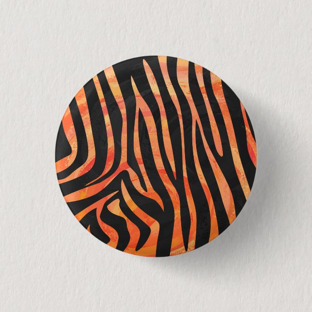 Zebra Black and Orange Print 1 Inch Round Button (Front)