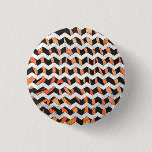 Zebra Black and Orange Print 1 Inch Round Button