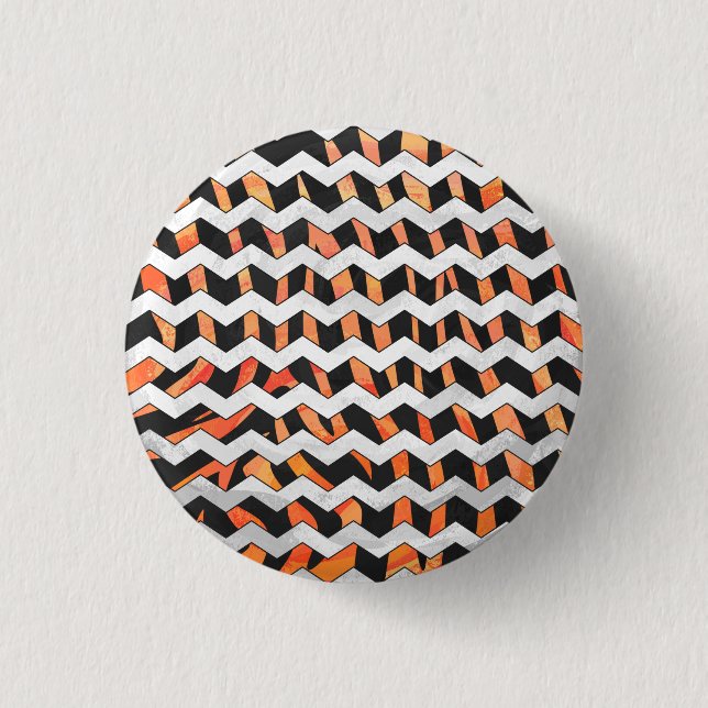 Zebra Black and Orange Print 1 Inch Round Button (Front)