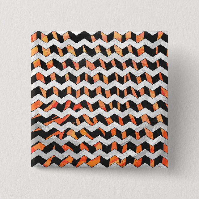 Zebra Black and Orange Print 2 Inch Square Button (Front)