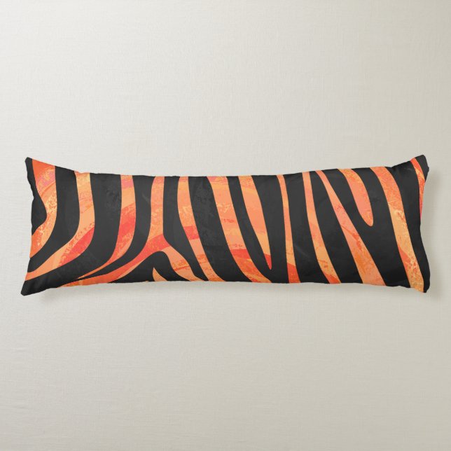 Zebra Black and Orange Print Body Pillow (Front)