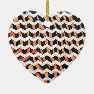 Zebra Black and Orange Print Ceramic Ornament