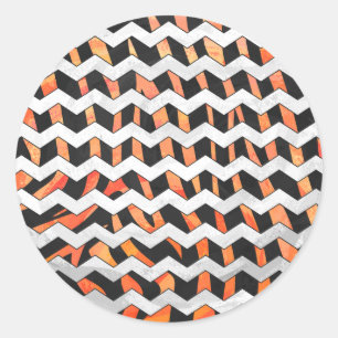 Zebra Black and Orange Print Classic Round Sticker