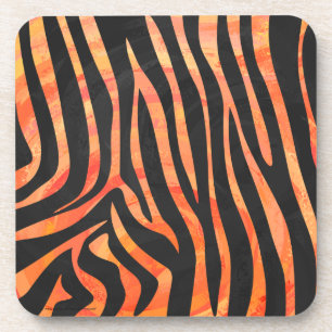 Zebra Black and Orange Print Coaster