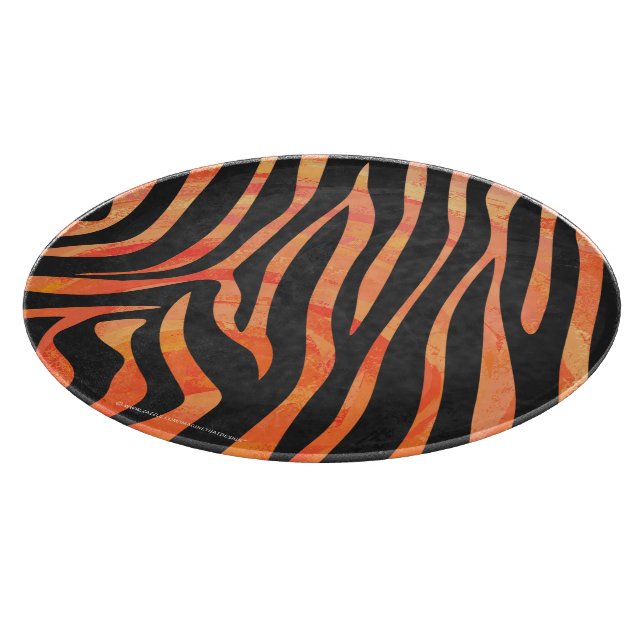 Zebra Black and Orange Print Cutting Board (Corner)