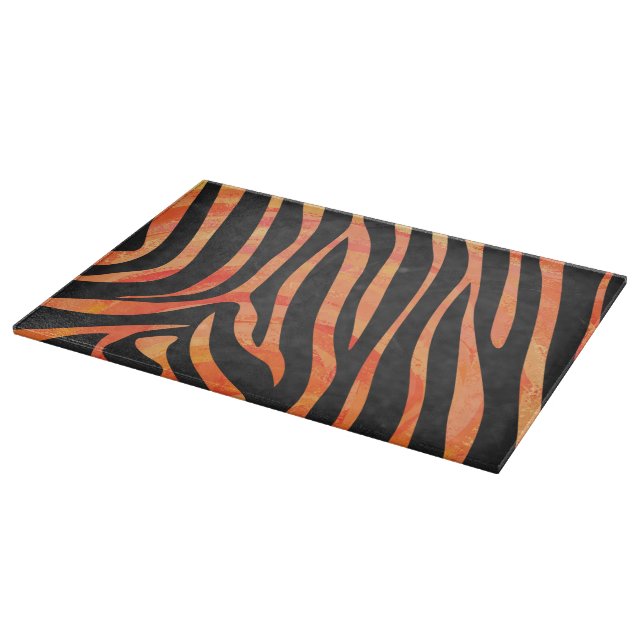 Zebra Black and Orange Print Cutting Board (Corner)