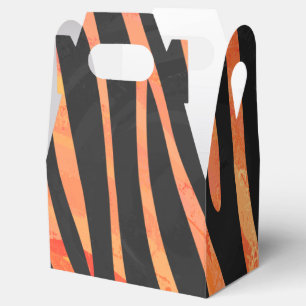 Zebra Black and Orange Print Favor Box