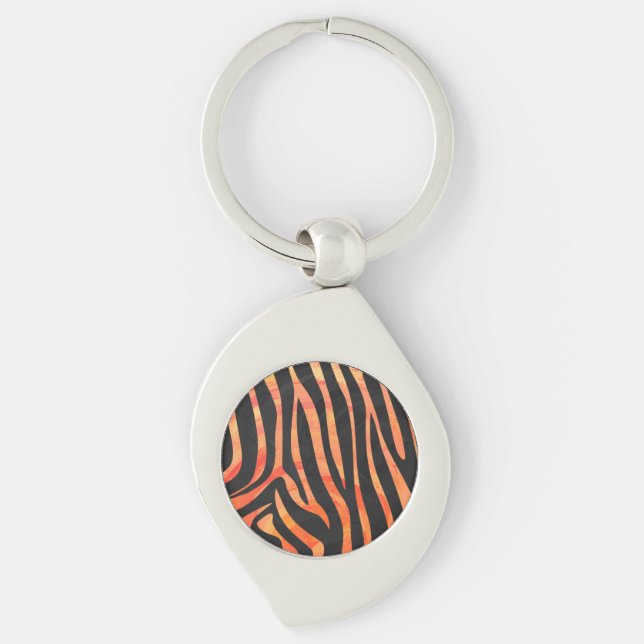 Zebra Black and Orange Print Keychain (Front)