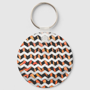Zebra Black and Orange Print Keychain