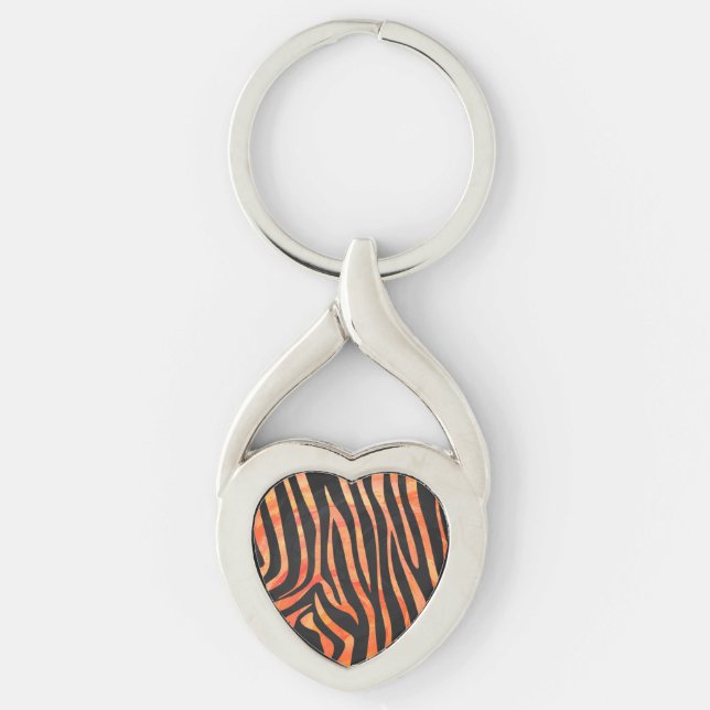 Zebra Black and Orange Print Keychain (Front)