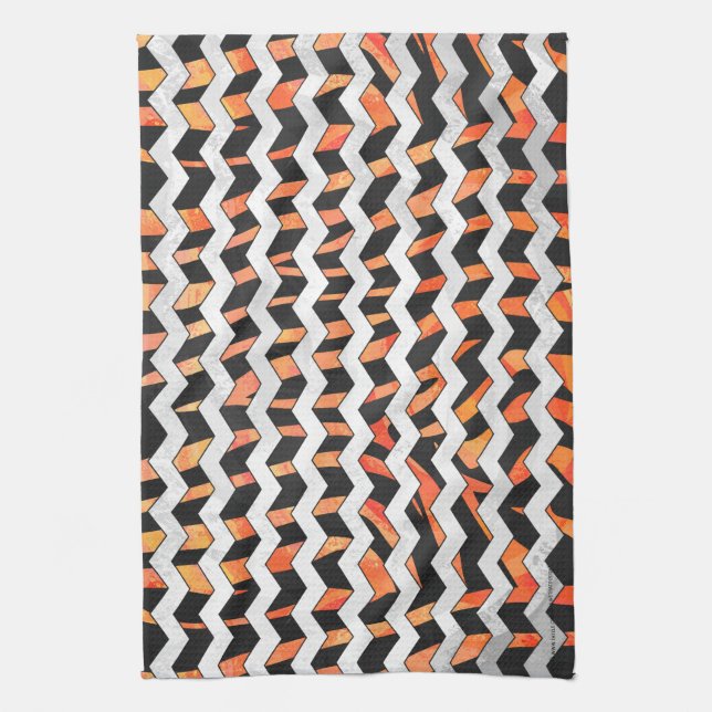 Zebra Black and Orange Print Kitchen Towel (Vertical)