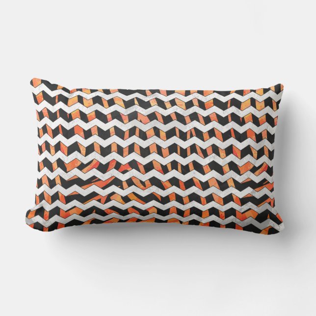 Zebra Black and Orange Print Lumbar Pillow (Front)