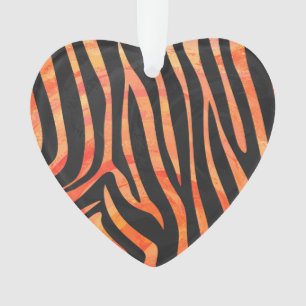 Zebra Black and Orange Print Ornament