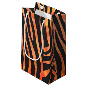 Zebra Black and Orange Print Small Gift Bag