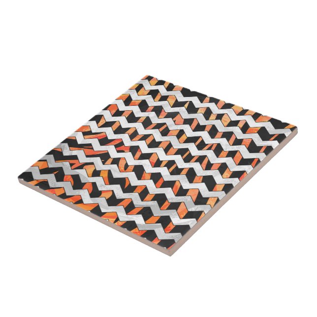Zebra Black and Orange Print Tile (Side)