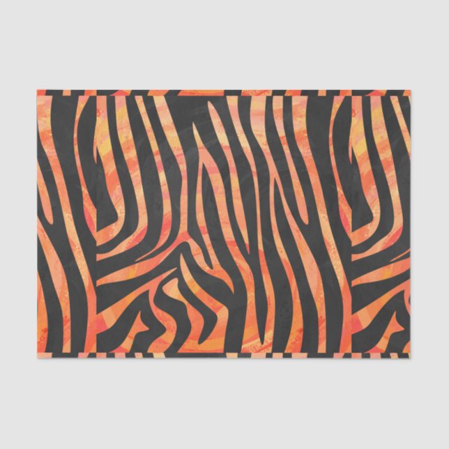 Zebra Black and Orange Print Tissue Paper (Front)