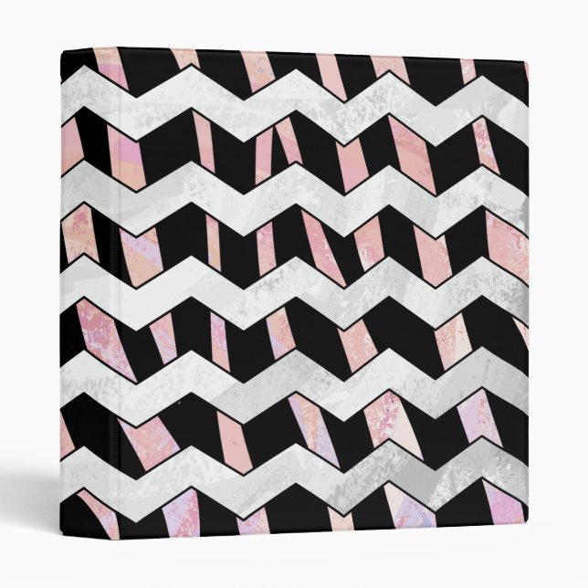 Zebra Black and Pink Chevron Binder (Front/Spine)