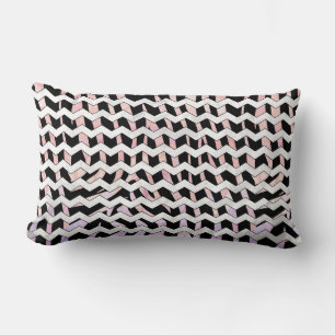 Zebra Black and Pink Chevron Lumbar Pillow