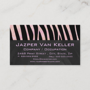Zebra Black and Pink Monogram Business Card