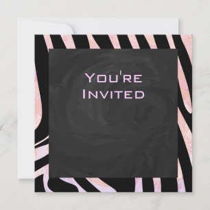 Zebra Black and Pink Monogram Invitation