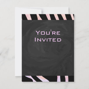 Zebra Black and Pink Monogram Invitation