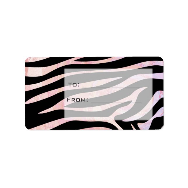 Zebra Black and Pink Monogram Label (Front)
