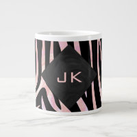 Zebra Black and Pink Monogram