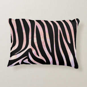 Zebra Black and Pink Print Accent Pillow