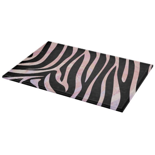 Zebra Black and Pink Print Cutting Board (Corner)