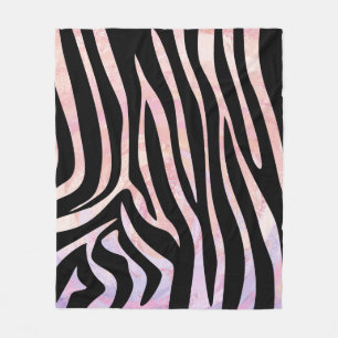 Zebra Black and Pink Print Fleece Blanket