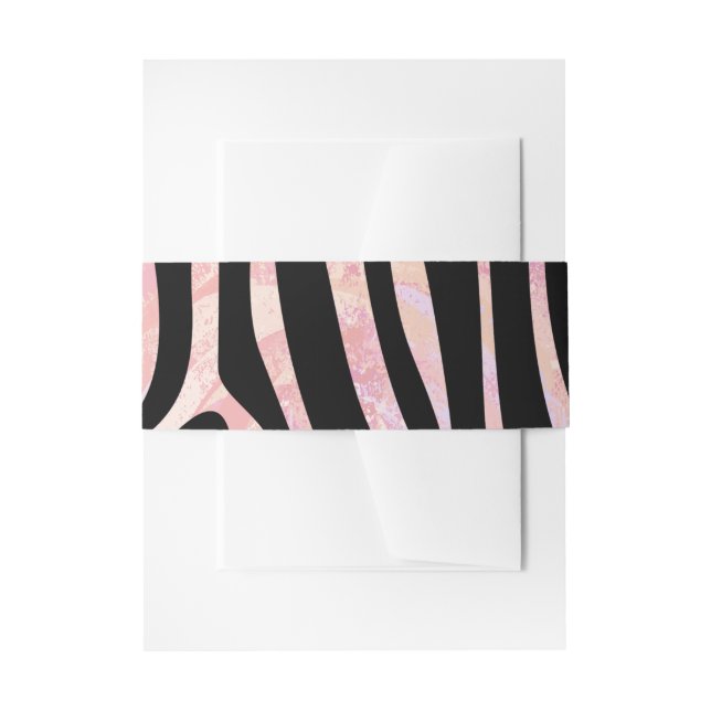 Zebra Black and Pink Print Invitation Belly Band (Front Example)