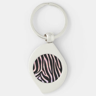 Zebra Black and Pink Print Keychain