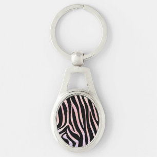 Zebra Black and Pink Print Keychain