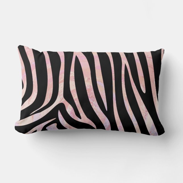 Zebra Black and Pink Print Lumbar Pillow (Front)